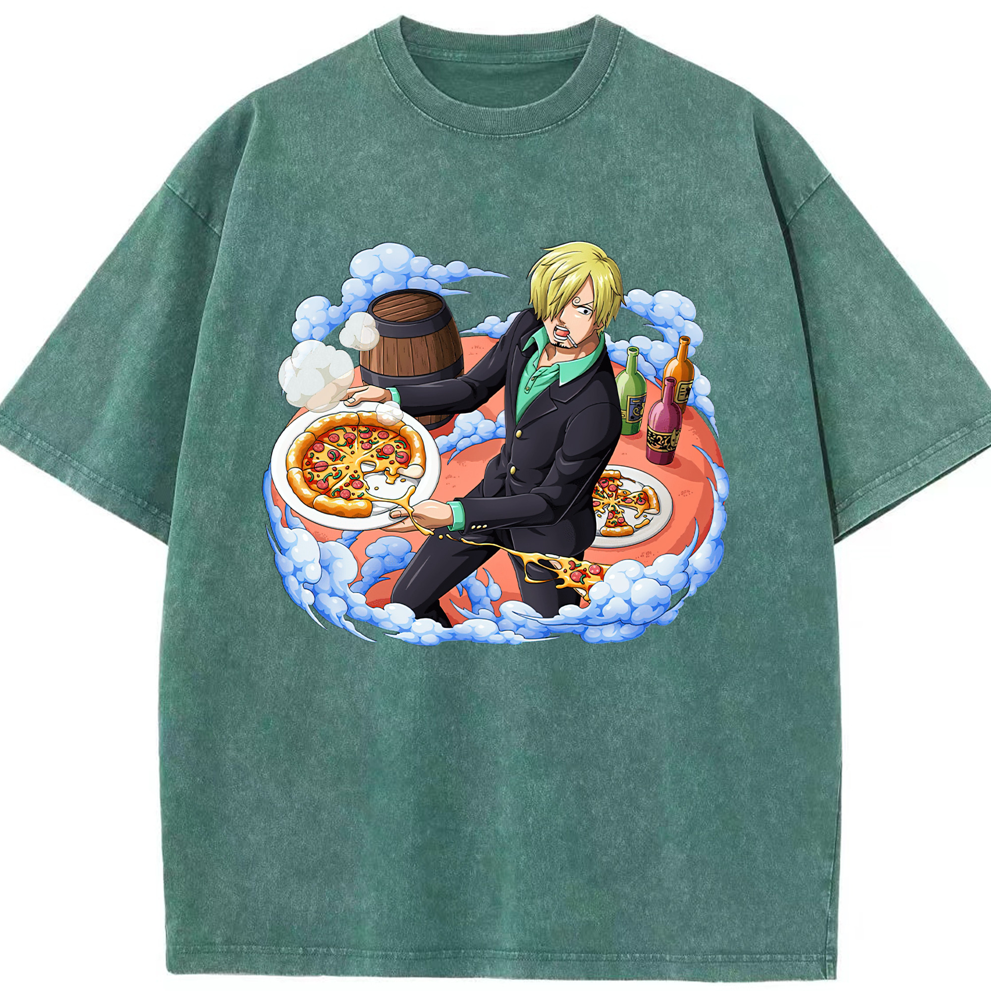 ワンピース サンジ ONE PIECE Sanji 綿100% ヴィンテージ風 半袖Tシャツ（フロントプリント）